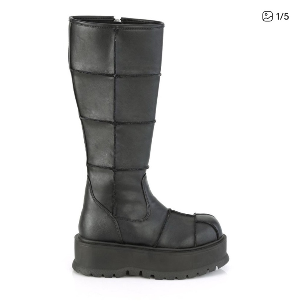 SOLD- Demonia Slacker-230 Black Knee-High Platform Boots